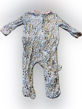 Milkberry Floral Print Pink-Trim Baby One-Piece Footed Pajamas